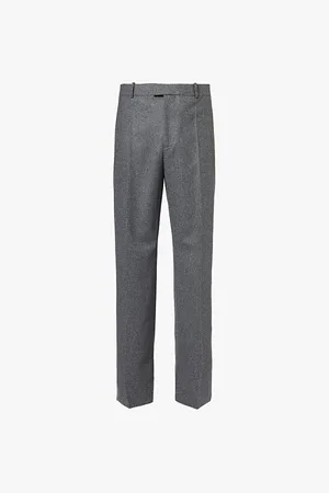 Bottega Veneta Brushed-texture Pressed-crease Straight-leg Regular-fit Wool Trousers