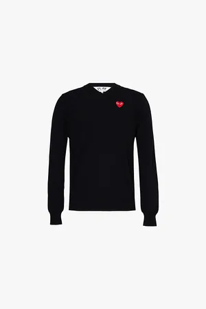 Comme des Garçons Logo-patch V-neck Wool Jumper