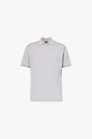 Gucci Monogram-pattern Striped-trim Cotton Polo Shirt