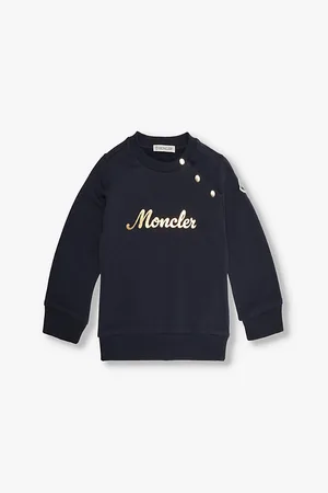Moncler Brand-print Button-embellished Cotton-blend Jersey Sweatshirt 1-3 Years