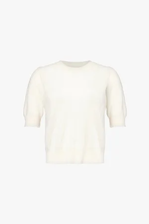 Frame Pointelle-knit Puff-sleeve Cashmere Top