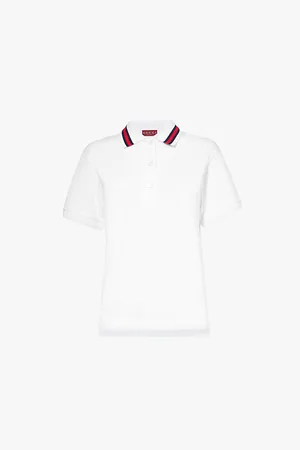 Gucci New 70s Striped-collar Stretch-cotton-piqué Polo Shirt