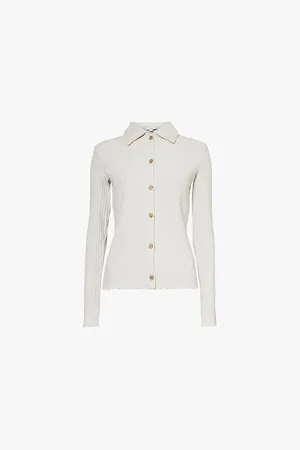 Vince Ribbed Long-sleeved Stretch-cotton Blend Polo Shirt