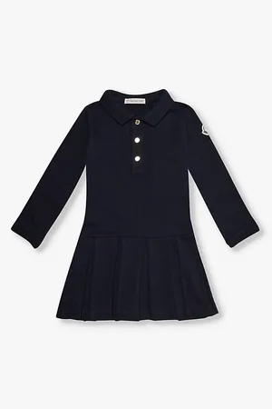 Moncler Brand-patch Pleated Cotton-blend Piqué Dress 6 Months - 3 Years