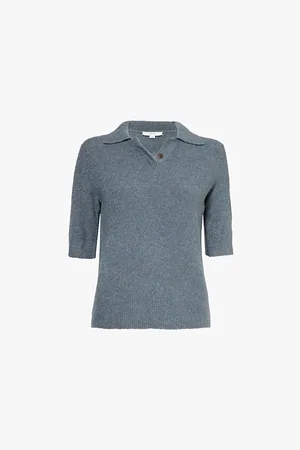 Vince Bouclé-textured Regular-fit Stretch-silk Blend Polo Shirt