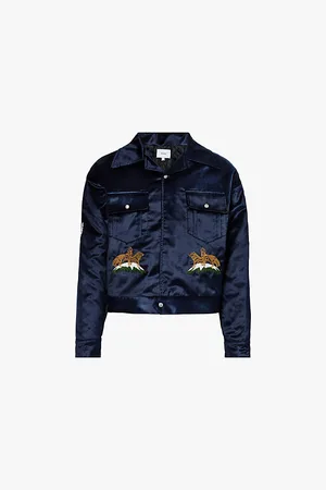 Rhude Woodland Hills Graphic-embroidered Cotton-blend Velvet Jacket