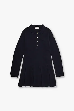 Moncler Brand-patch Pleated Cotton-piqué Dress 4-12 Years