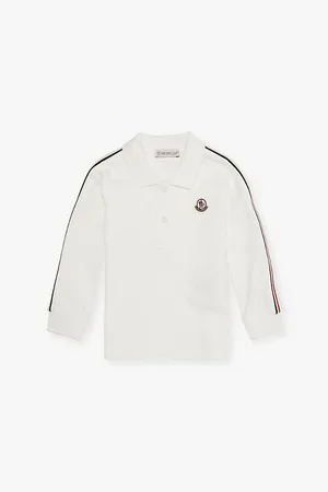Moncler Brand-patch Striped-trim Stretch-cotton-piqué Polo Shirt 6 Months - 3 Years