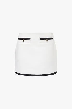 Gucci Button-embellished Contrast-trim Cotton-blend Tweed Mini Skirt