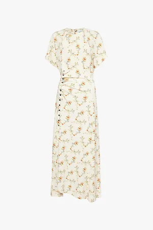 Paco rabanne Floral-print Gathered Stretch-jersey Midi Dress