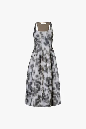 Serafini Abstract-print Scoop-neck Stretch-woven Midi Dress