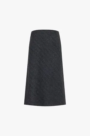 Maison Margiela Brush-texture Darted Wool Midi Skirt
