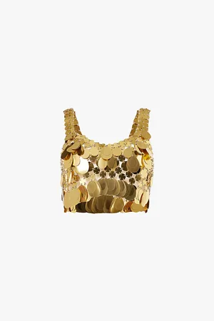 Paco rabanne Sequin-embellished Cropped Metallic Top