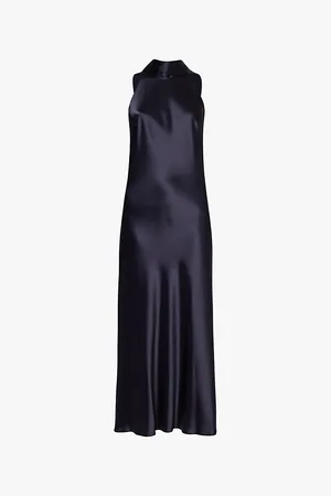 GALVAN Sienna Halterneck Silk Midi Dress