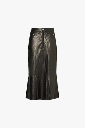Rick Owens Crinkled High-rise Leather Midi Skirt