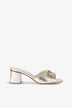 VALENTINO GARAVANI Vlogo Metallic-leather Heeled Mules