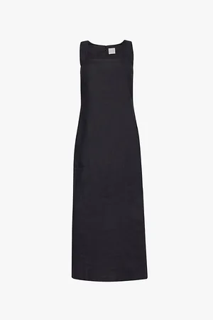 POSSE Alice Square-neck Linen Midi Dress