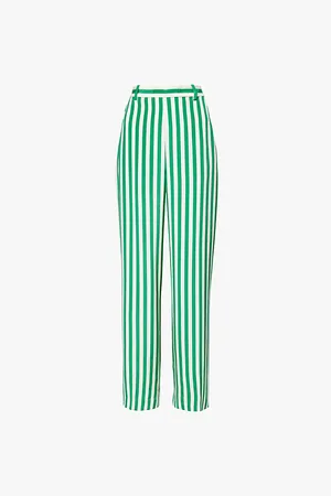 Ralph Lauren Striped Wide-leg Mid-rise Silk Trousers