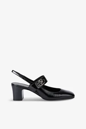 VALENTINO GARAVANI Vlogo Locker Patent-leather Slingback Courts