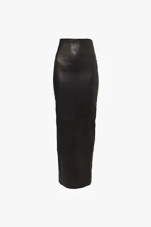 Rick Owens Dirt Pillar High-waist Leather-blend Maxi Skirt