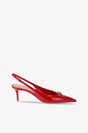 VALENTINO GARAVANI Vlogo Moon Patent-leather Slingback Courts