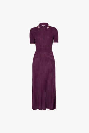 GABRIELA HEARST Eyot Striped-trim Silk and Cashmere Midi Dress