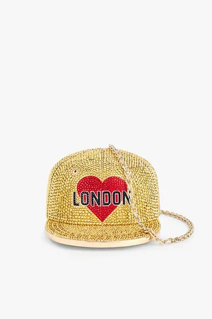 Judith Leiber Cap City Heart Crystal-embellished Brass Clutch Bag