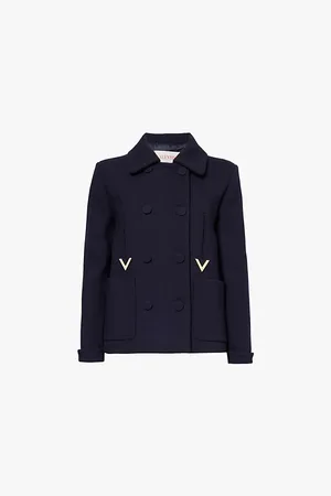 VALENTINO GARAVANI Double-breasted Brand-plaque Wool-blend Jacket