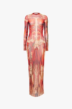 Jean Paul Gaultier écorché Graphic-print Mesh Maxi Dress