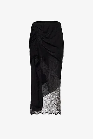 Givenchy Slim-fit Lace-trim Satin Midi Skirt