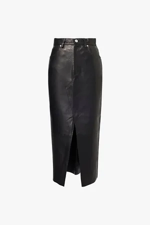 Frame High-rise Split-hem Leather Midi Skirt