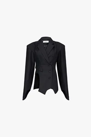 SRVC Pinstriped Asymmetric-hem Woven Blazer