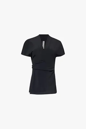 Rick Owens Laura V-neck Wrap-front Woven-blend Top