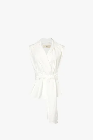 Max Mara Wrap-front Detachable-belt Cotton-poplin Shirt