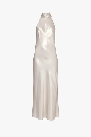 GALVAN Sienna Halterneck Silk Midi Dress