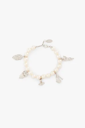 Vivienne Westwood Anglo Brass and Swarovski-pearl Charm Bracelet