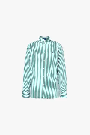 Ralph Lauren Brand-embroidered Long-sleeved Cotton-poplin Shirt