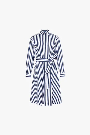 Ralph Lauren Striped Tie-waist Cotton-poplin Midi Dress
