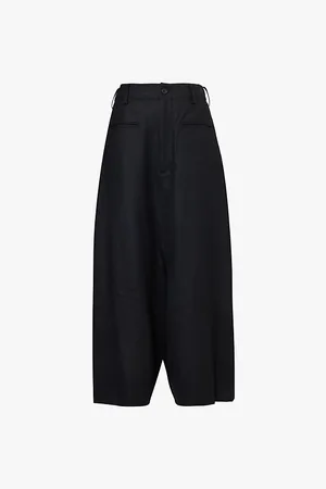YOHJI YAMAMOTO Dropped-crotch Wide-leg High-rise Wool Trousers