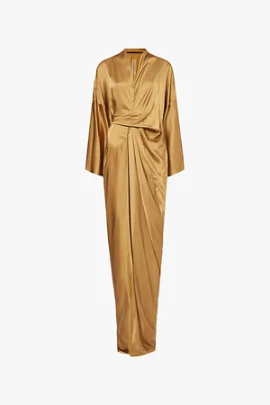 Rick Owens Wrap-front V-neck Satin Maxi Dress