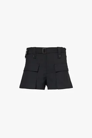 SACAI Flap-pocket Belted Woven Shorts