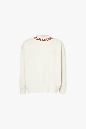 Palm Angels Brand-print Relaxed-fit Cotton-jersey Sweatshirt