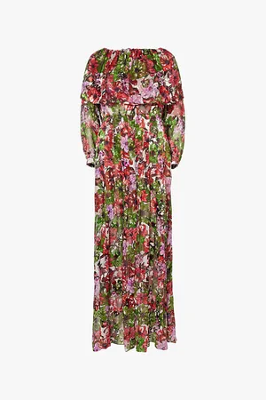 Costarellos Floria Scoop-neck Floral-print Woven-blend Gown