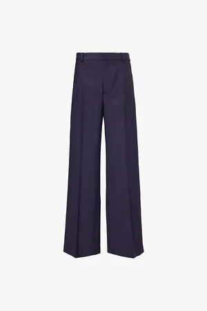 Ralph Lauren Regular-fit Wide-leg High-rise Wool-blend Crepe Trousers