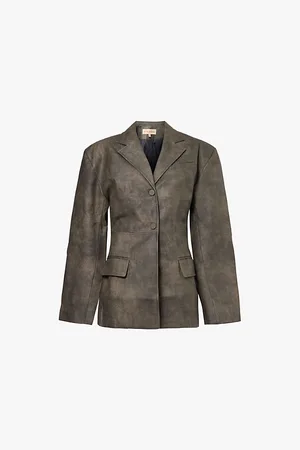 AYA MUSE Single-breasted Padded-shoulder Faux-leather Jacket