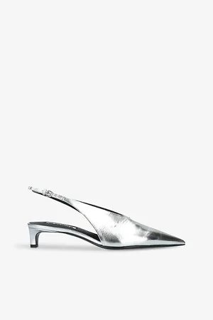 Jil Sander Pointed-toe Kitten-heel Leather Slingbacks