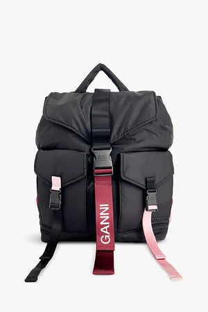 Ganni Branded Top-handle Recycled-polyester Backpack