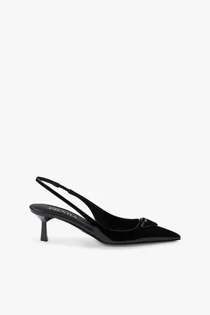 Prada Pointed-toe Branded Patent-leather Heels