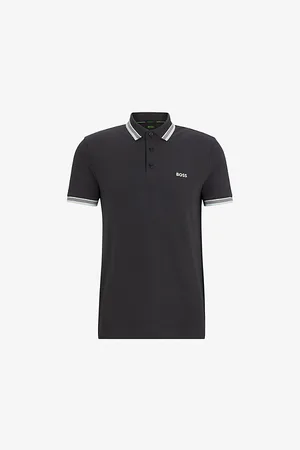 HUGO BOSS Logo-embroidered Stripe Cotton-piqué Polo Shirt
