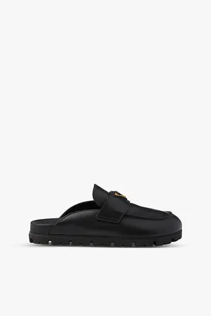 Prada Logo-plaque Slip-on Leather Mules